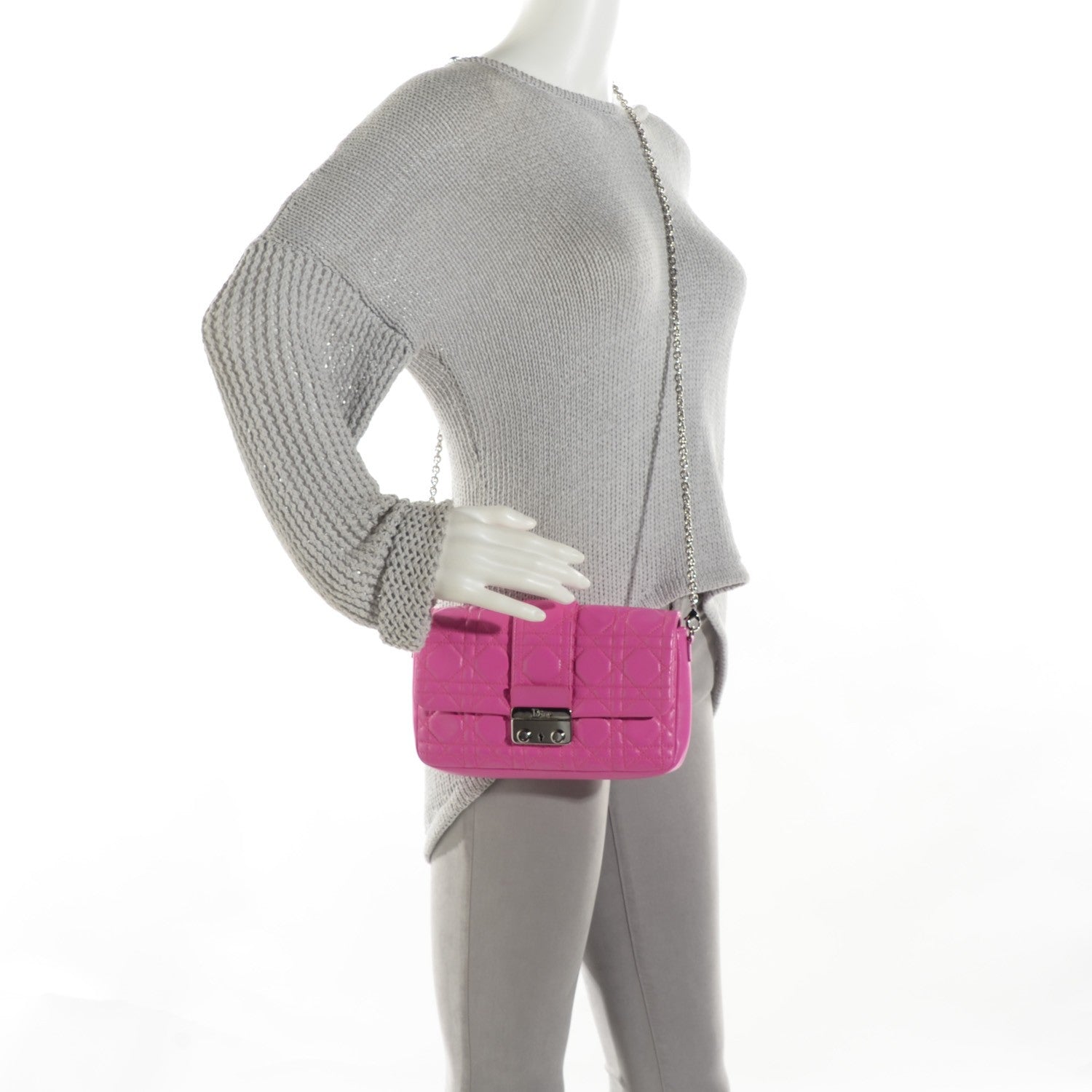 Christian Dior Lambskin Cannage New Lock Pouch Rose Sorbet 2 of 7