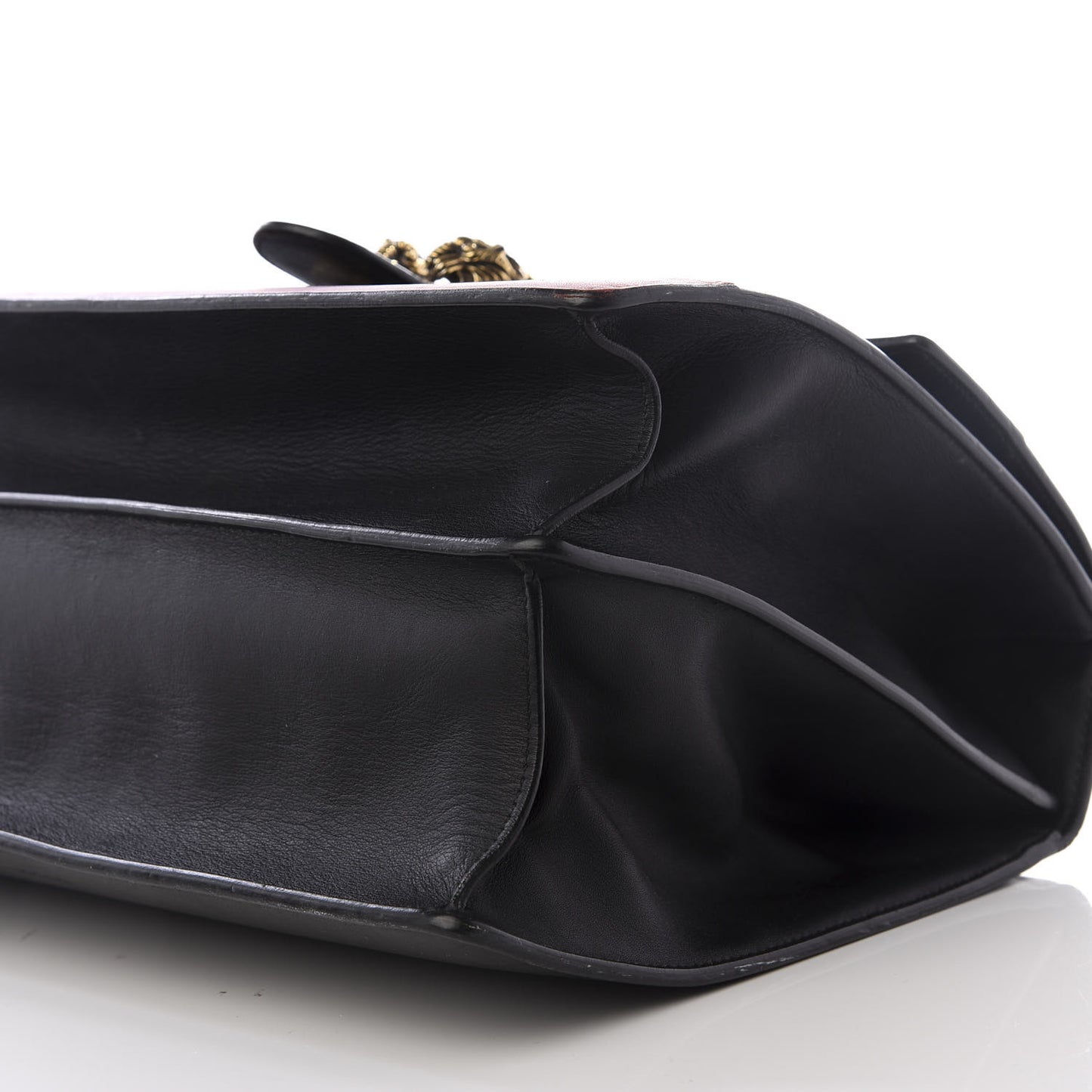 Calfskin Bamboo Web Large Dionysus Top Handle Bag Black Bright Evergreen Hibiscus Red