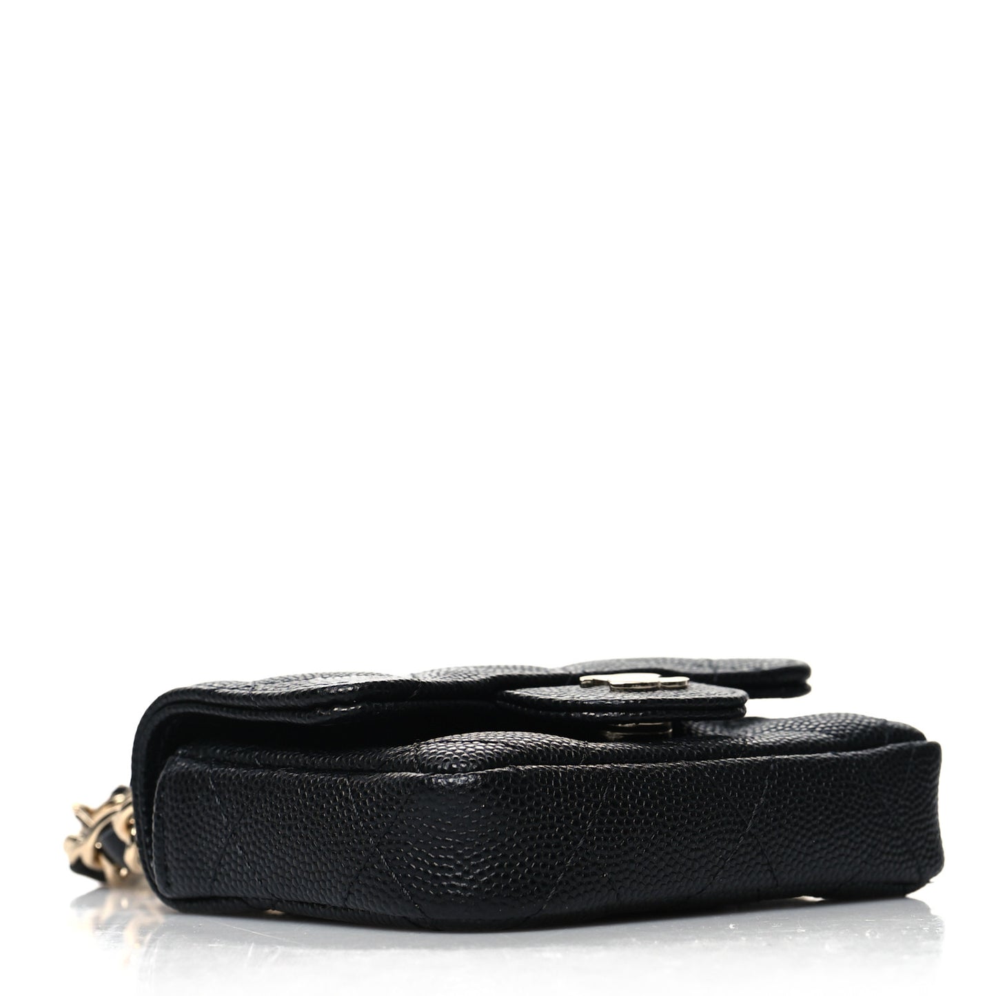 Caviar Quilted Mini Chain Belt Bag Black