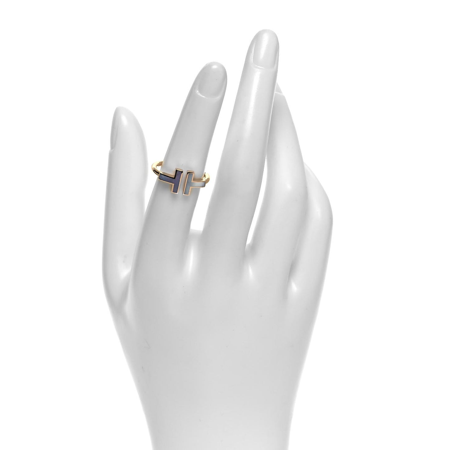 18K Rose Gold Mother of Pearl T Wire Ring 52 6