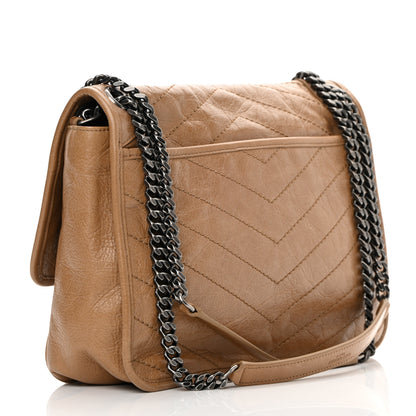 Saint Laurent Crinkled Calfskin Matelasse Monogram Medium Niki Chain Satchel Caramel 2 of 10