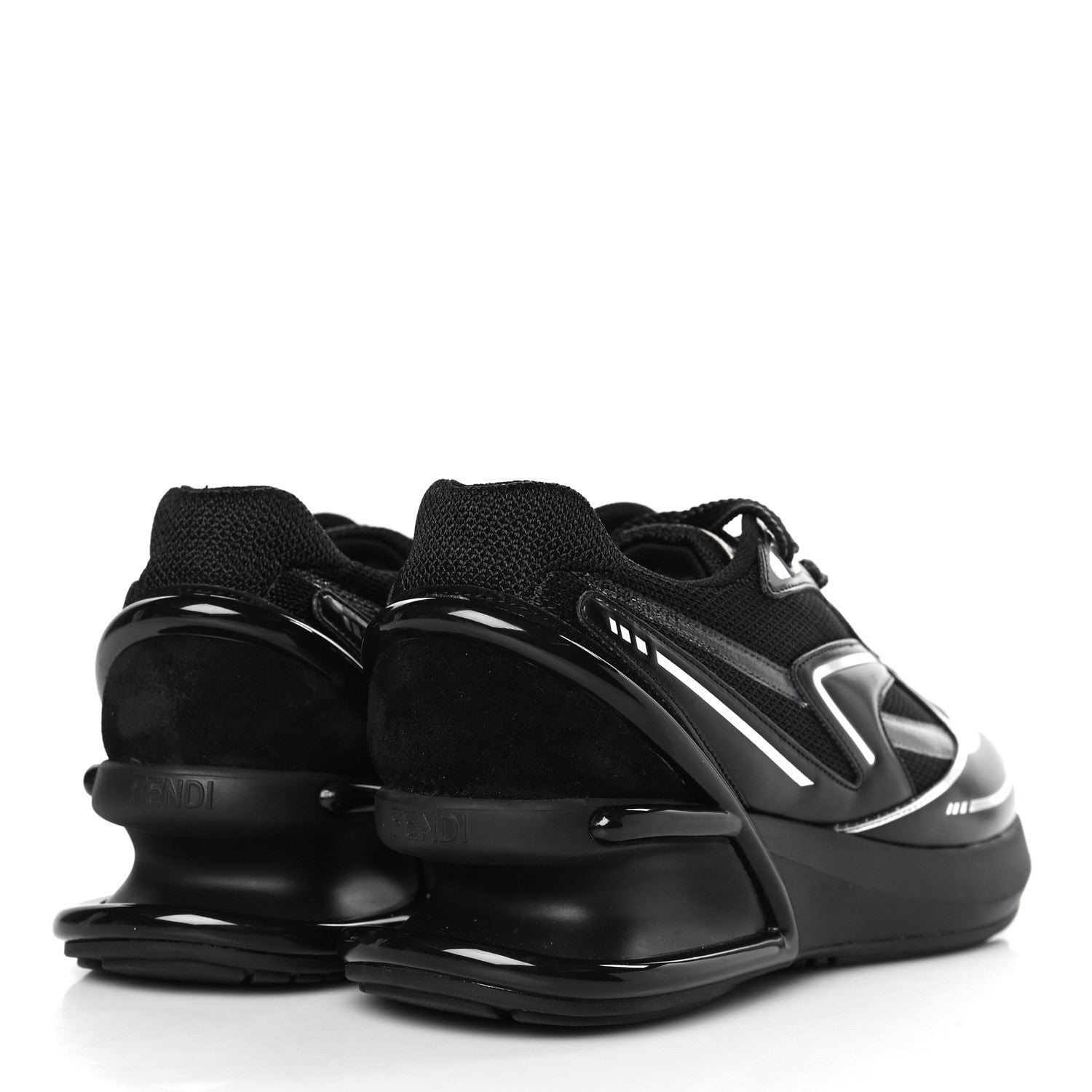 Fendi Tech Fabric Calfskin Womens First 1 Sneakers 36 Black 4 of 8