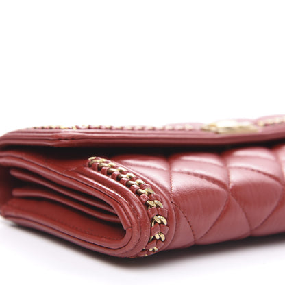 Chanel Calfskin Quilted Boy Chain Around Flap Wallet Red 9 of 13