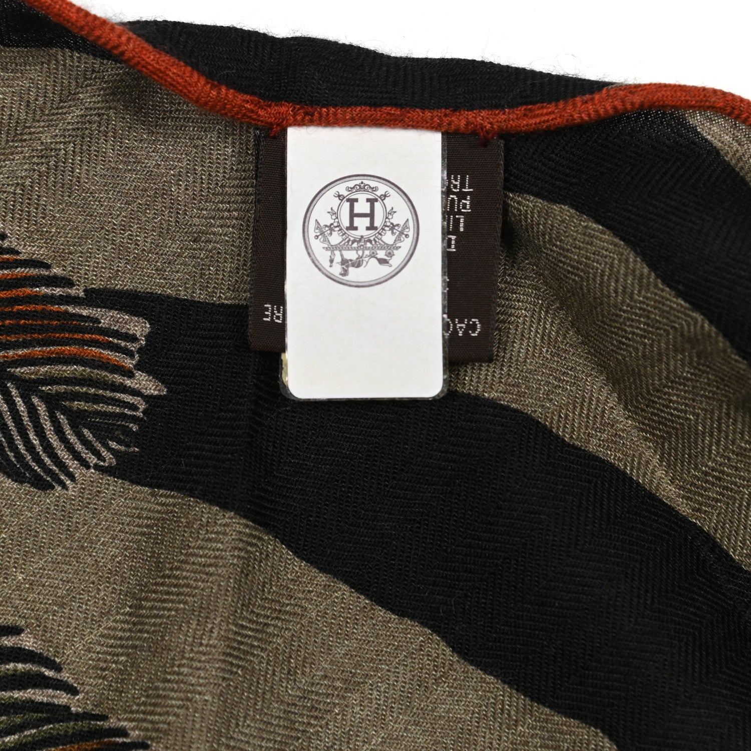 Hermes Cashmere Silk Zebra Pegasus Pointe Triangle Scarf Etoupe Bordeaux Black 3 of 5