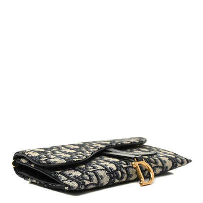Christian Dior Oblique Saddle Chain Long Wallet Blue 5 of 12