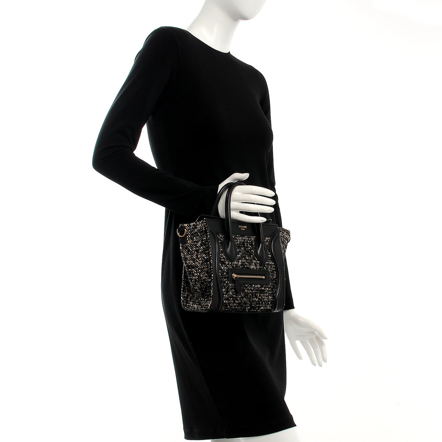 Smooth Calfskin Tweed Micro Luggage Black
