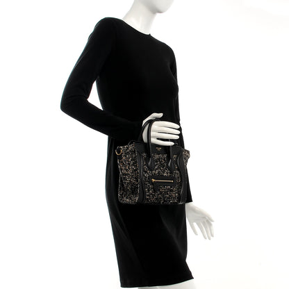 Celine Smooth Calfskin Tweed Micro Luggage Black 3 of 8