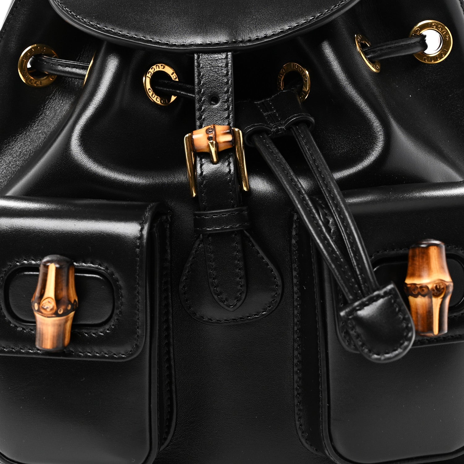 Gucci Calfskin Bamboo Backpack Black 8 of 11