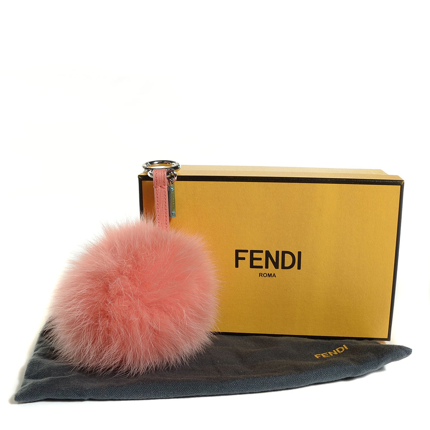 Fox Fur Vitello Elite Pom Pom Bag Charm Peach