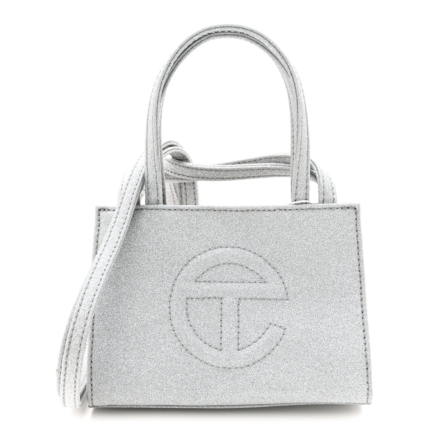 Glitter Microfiber Small Shopping Bag Silver