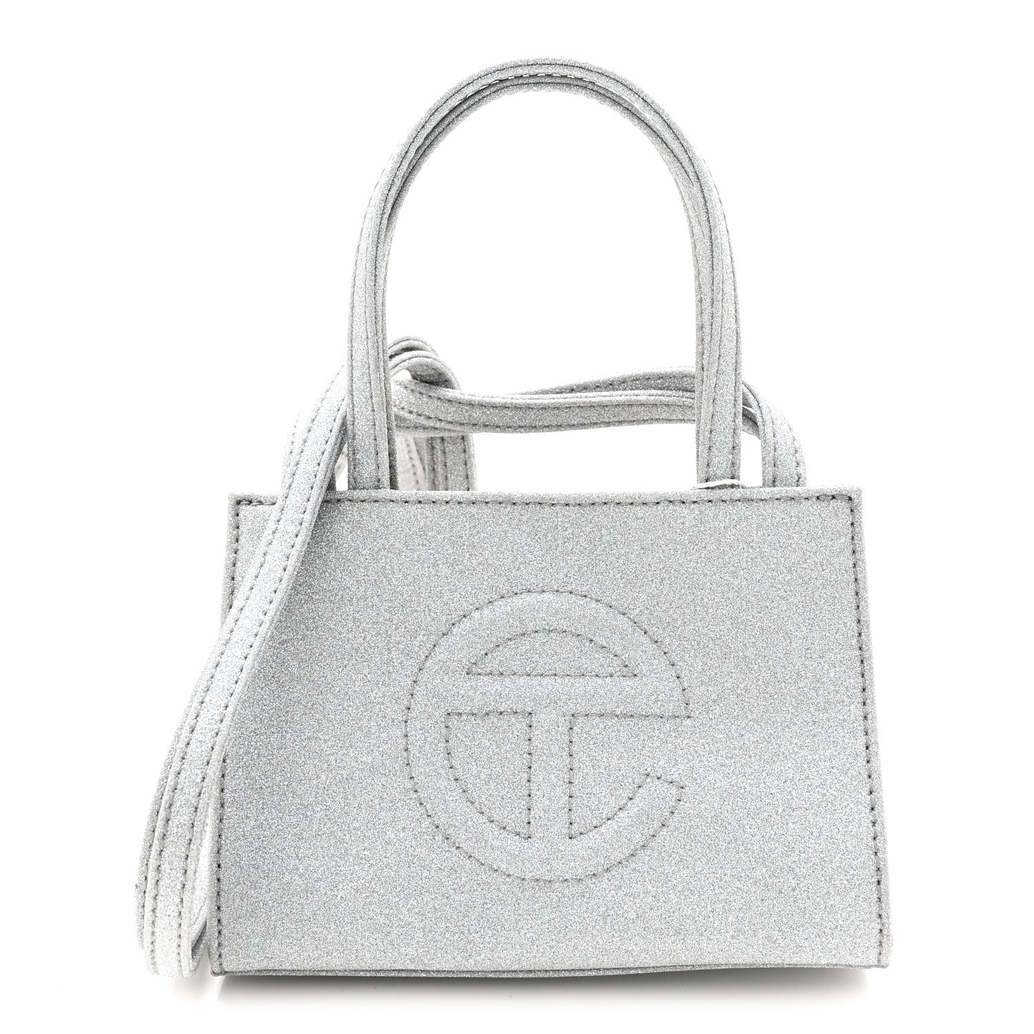 Telfar Glitter Microfiber Small Shopping Bag Silver 1 of 10