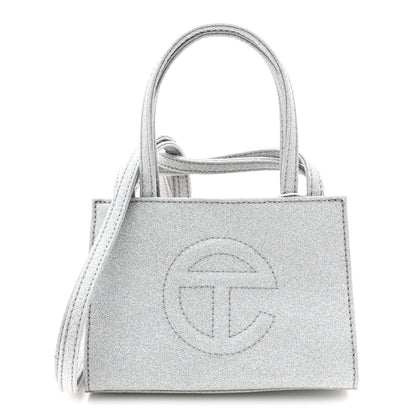 Telfar Glitter Microfiber Small Shopping Bag Silver 1 of 10