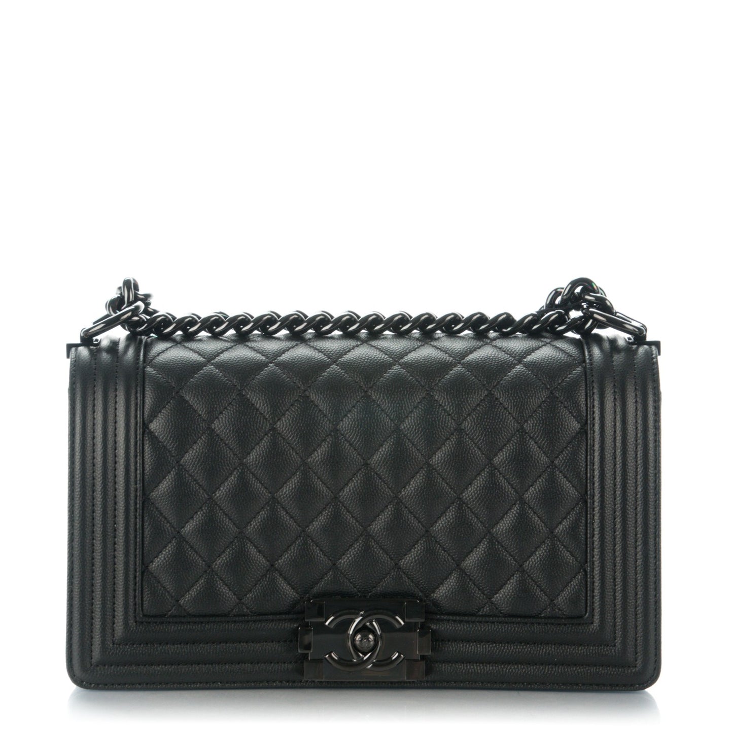 Caviar Quilted Medium Boy Flap So Black