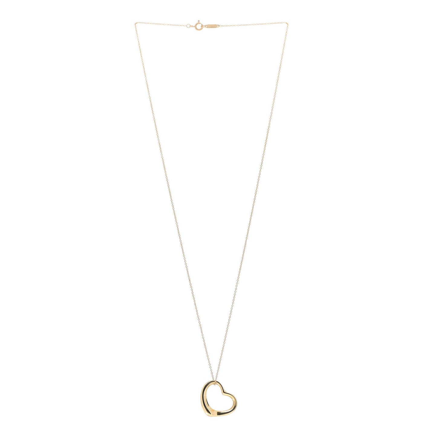 18K Yellow Gold 22mm Elsa Peretti Open Heart Pendant Necklace