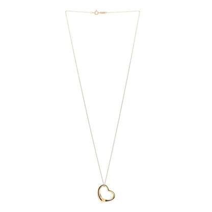 Tiffany 18K Yellow Gold 22mm Elsa Peretti Open Heart Pendant Necklace 3 of 7