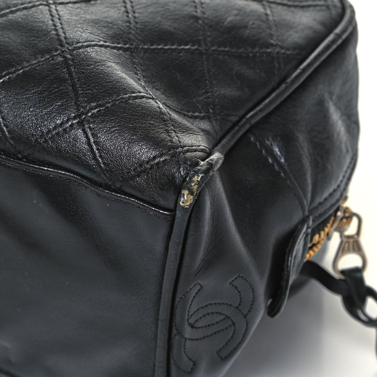 Lambskin Quilted Cosmetic Case Black