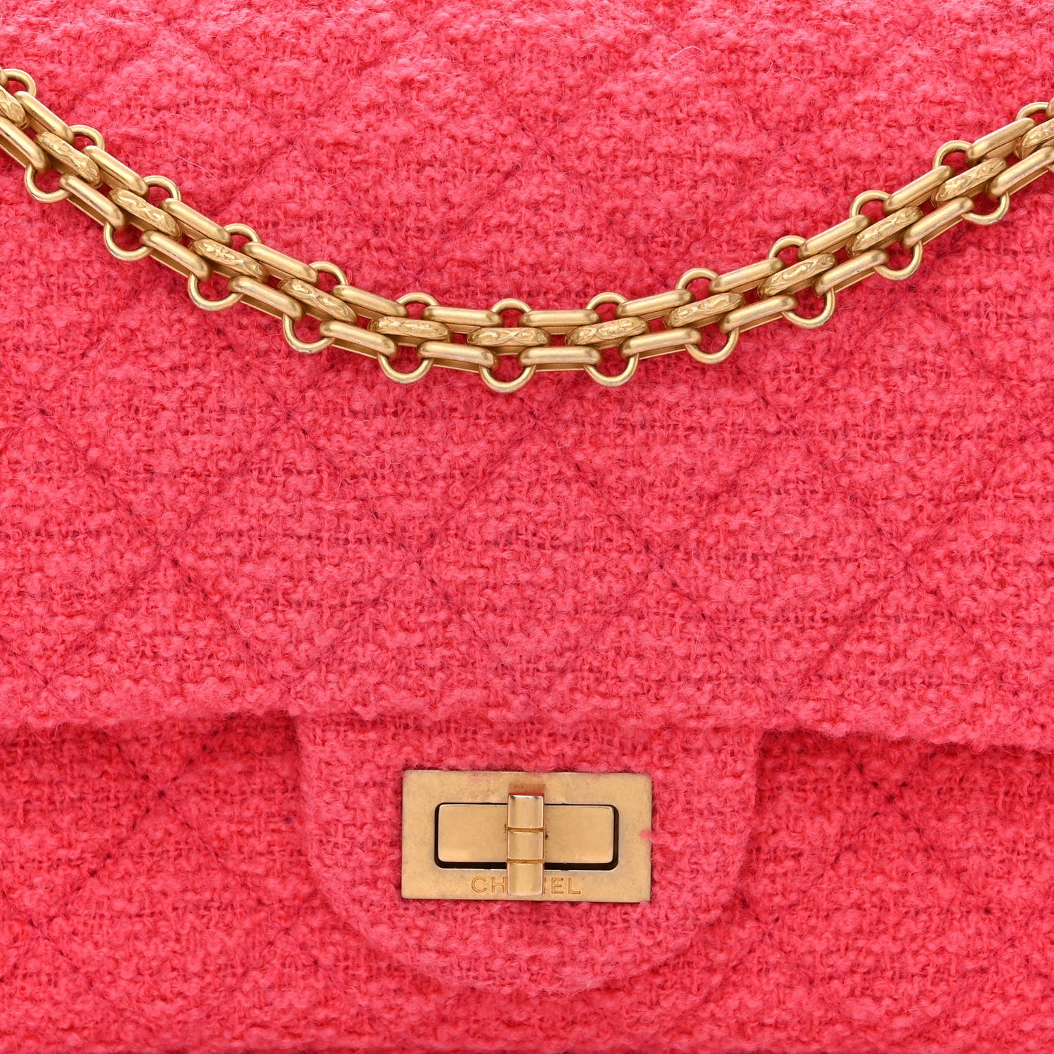 Chanel Wool Tweed Quilted 2.55 Reissue 225 Flap Pink 8 of 12