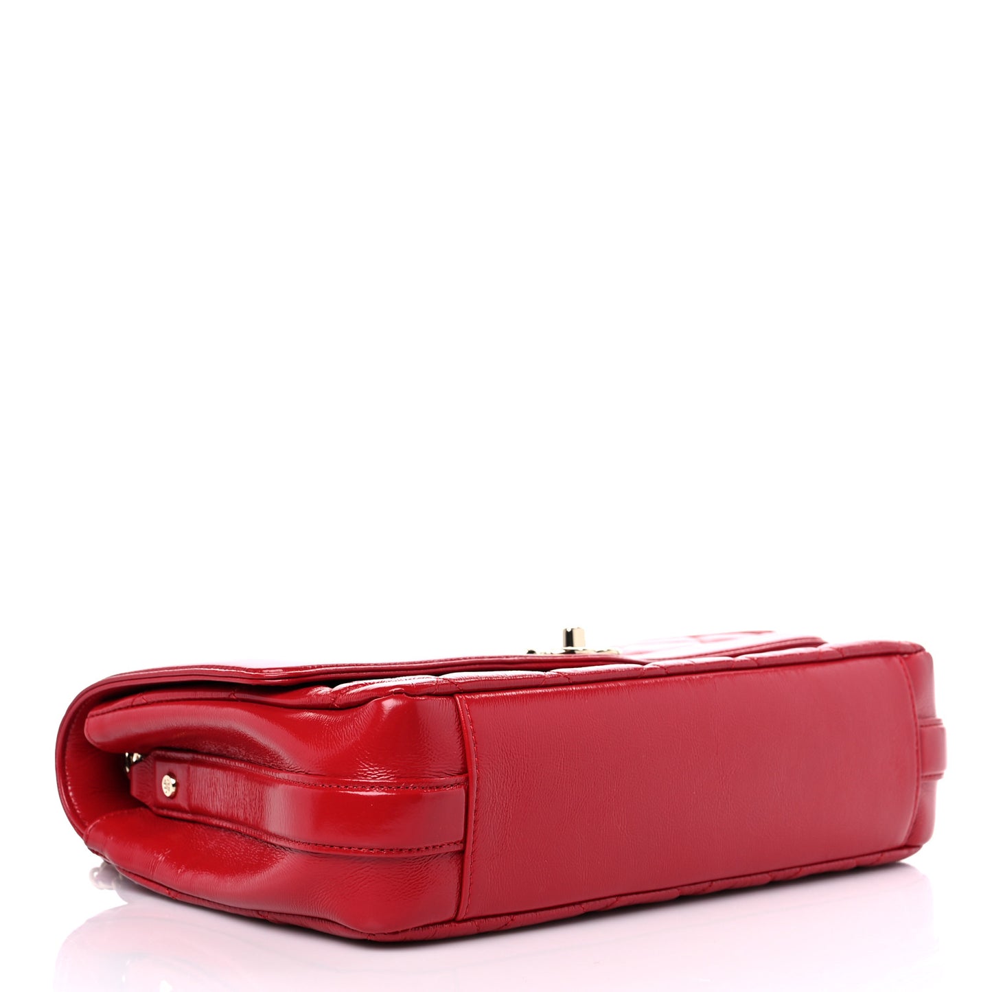 Shiny Aged Calfskin Quilted Hold The Line Flap Red