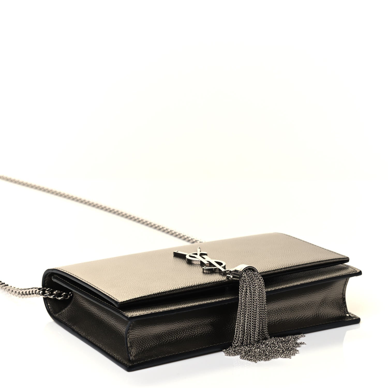 Saint Laurent Grain De Poudre Classic Monogram Kate Tassel Chain Wallet Piombo 3 of 4