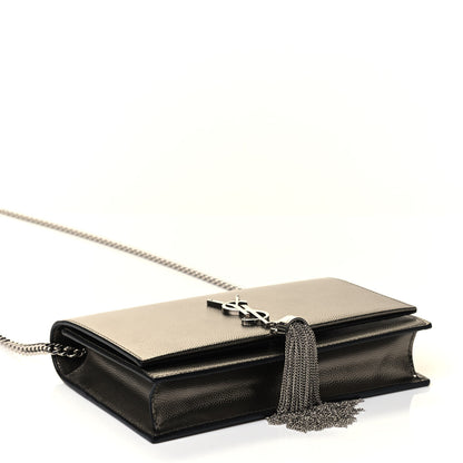 Saint Laurent Grain De Poudre Classic Monogram Kate Tassel Chain Wallet Piombo 3 of 4