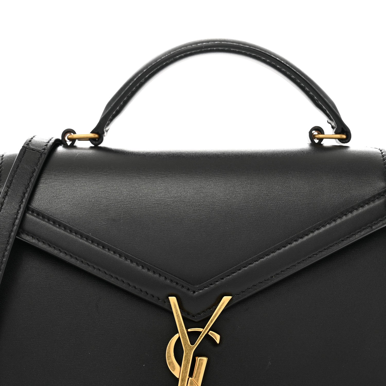 Saint Laurent Calfskin Mini Classic Monogram Cassandra Top Handle Black 9 of 14