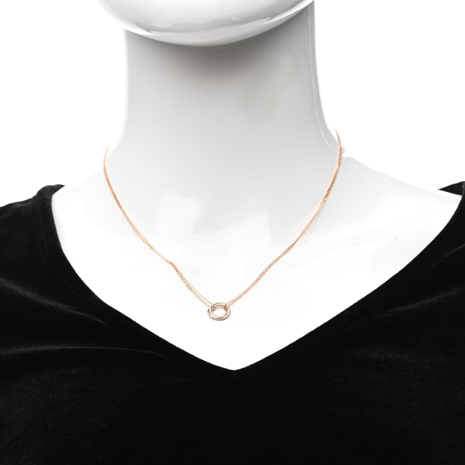 Cartier 18K Pink Yellow White Gold Trinity Double Chain Pendant Necklace 2 of 6