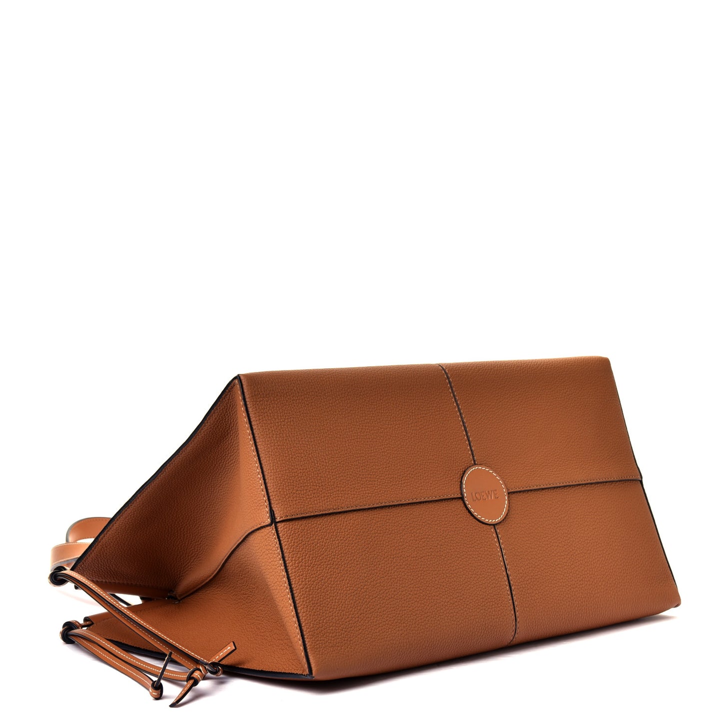 Grained Calfskin Cushion Tote Tan