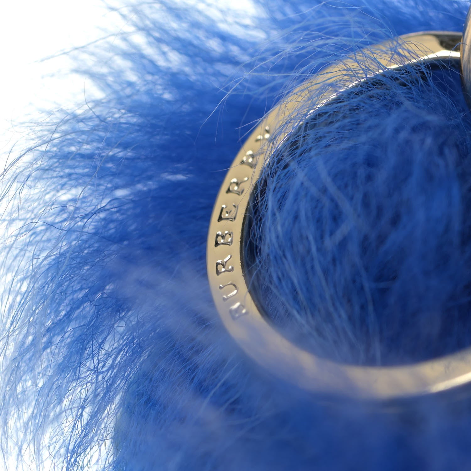 Burberry Fur Thomas Pom Pom Teddy Bear Keychain Charm Bright Cornflower Blue 5 of 5
