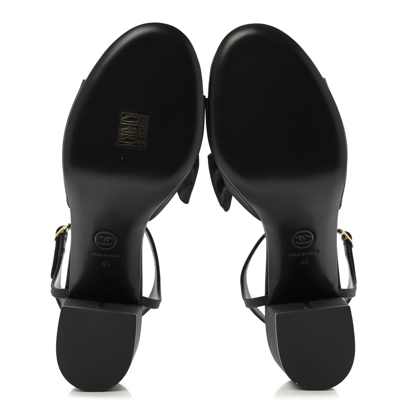 Silk Crystal Bow CC Sandals 40 Black