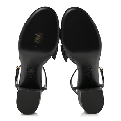 Chanel Silk Crystal Bow CC Sandals 40 Black 6 of 9