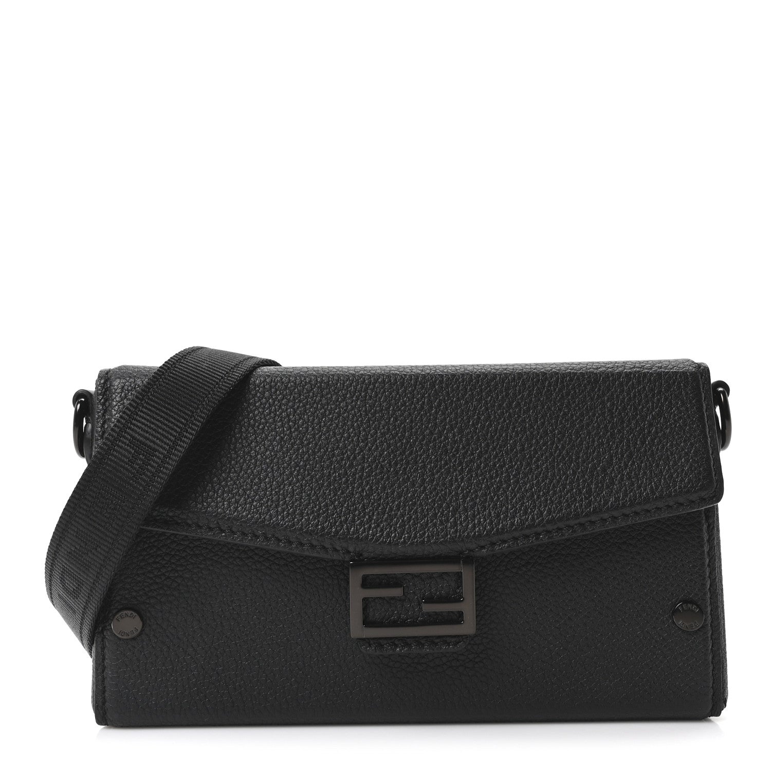 Fendi Vitello Cher Baguette Soft Trunk Phone Pouch Black 1 of 10
