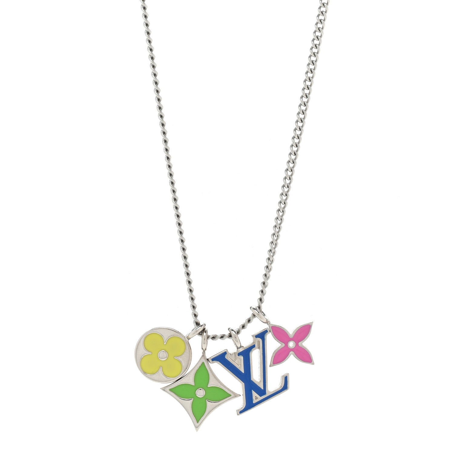 Louis Vuitton Metal LV Instinct Necklace Silver Multicolor 1 of 9