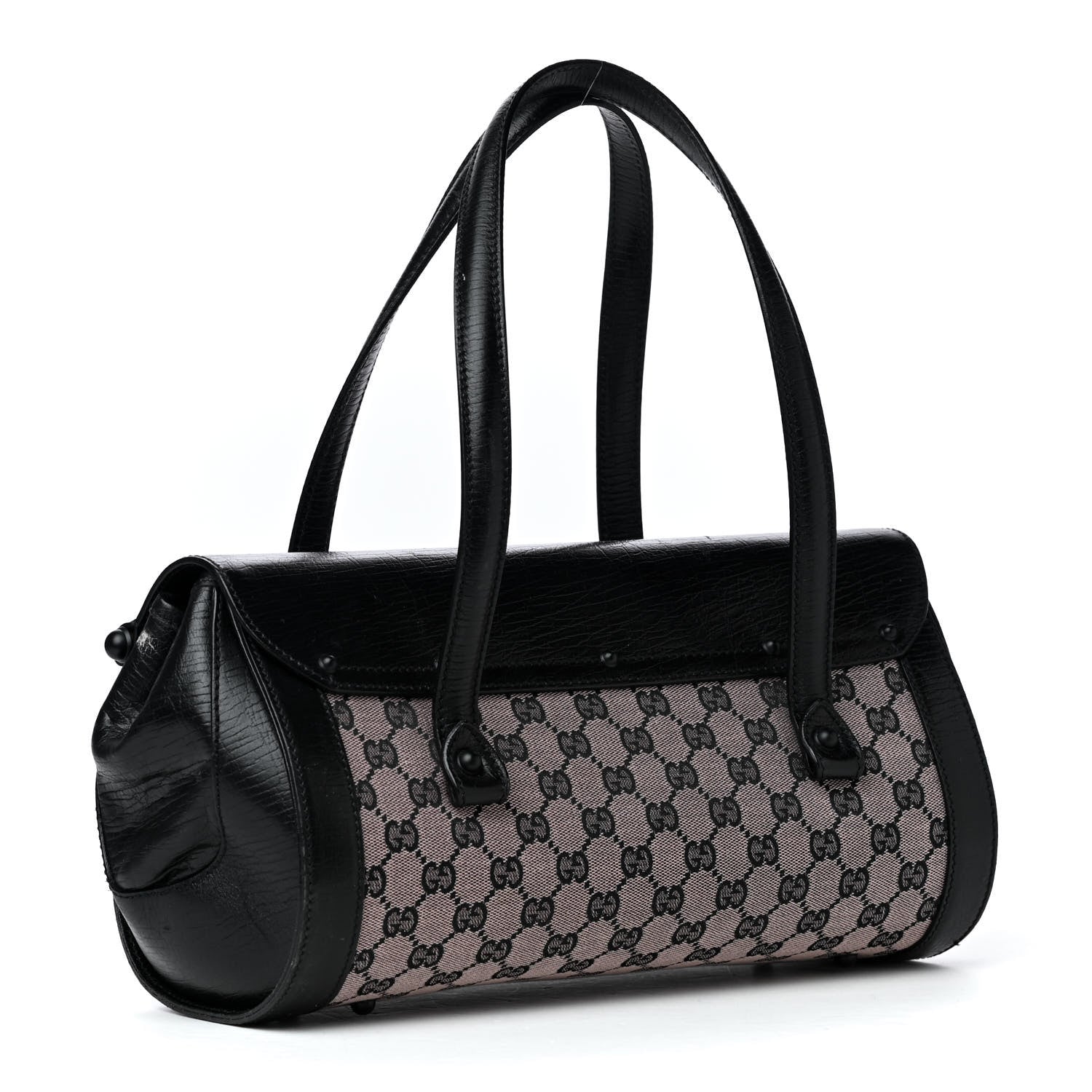 Gucci Monogram Bamboo Bullet Handbag Black 2 of 4