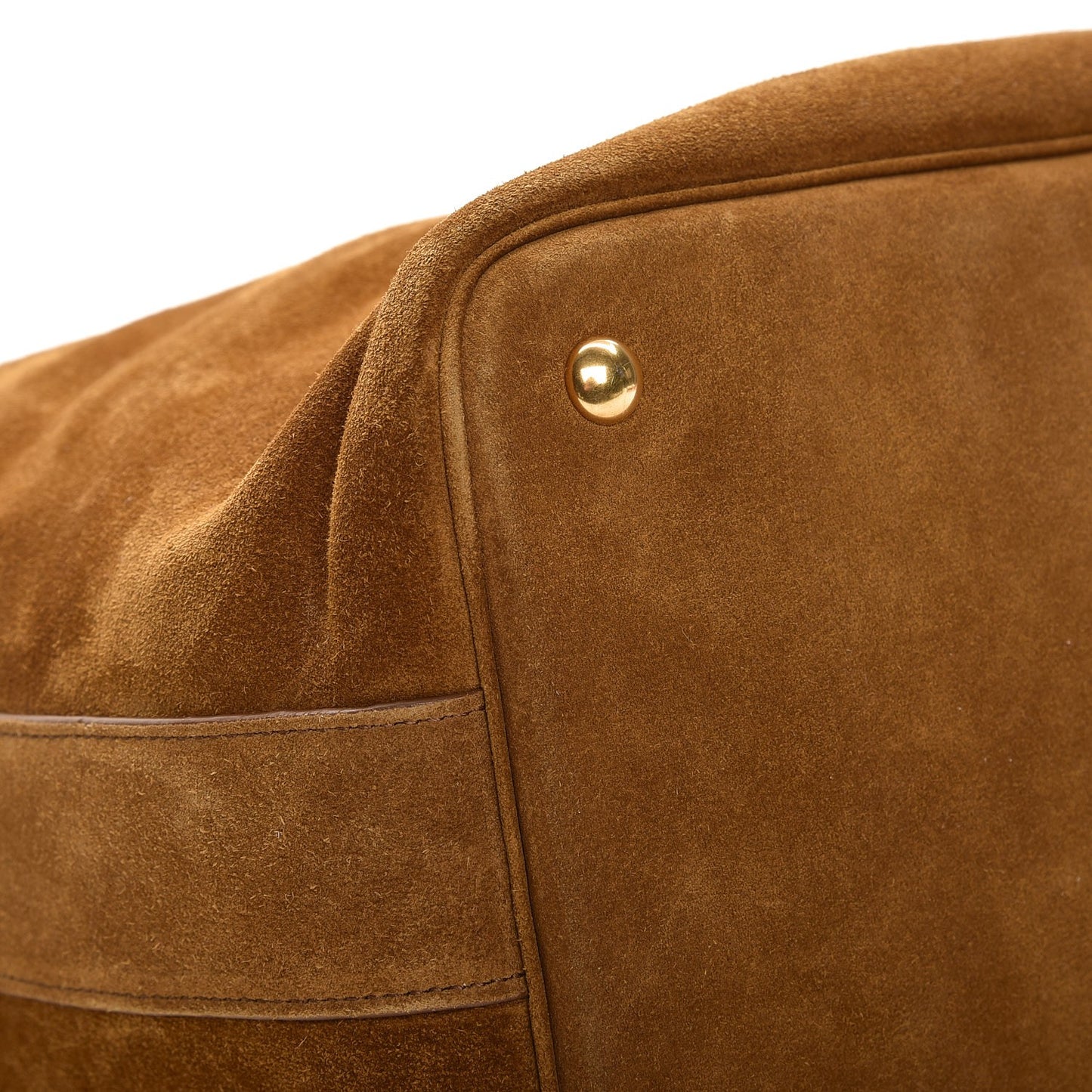 Suede Studded Bucket Bag Light Ocre