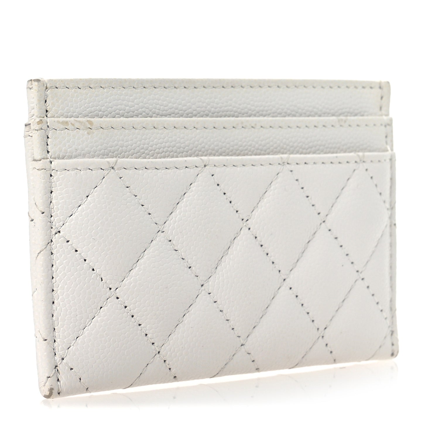 Caviar Quilted Boy Card Holder White