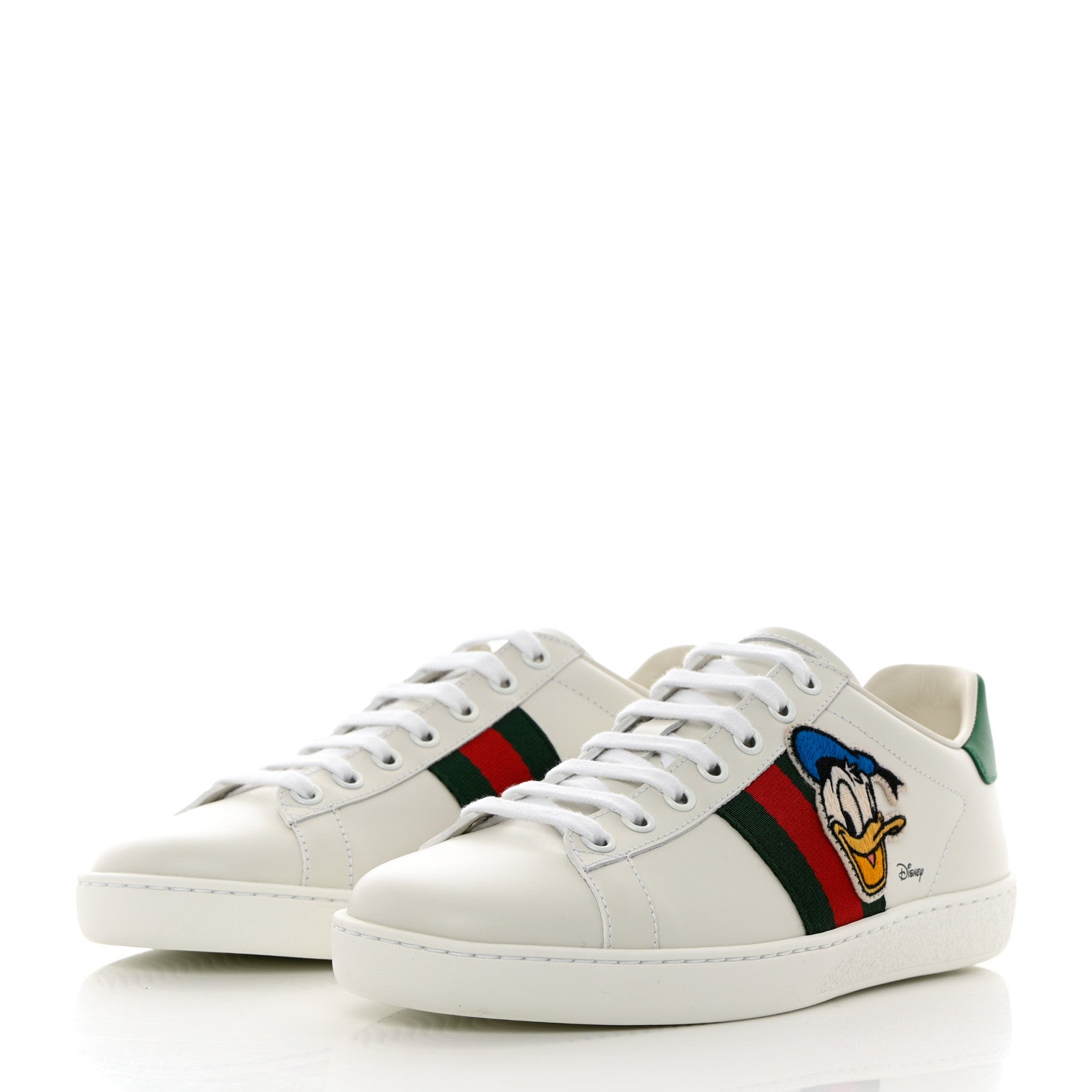Gucci X DISNEY Calfskin Miro Soft Web Donald Duck Womens Ace Sneakers 37 White New Shamarock 3 of 9