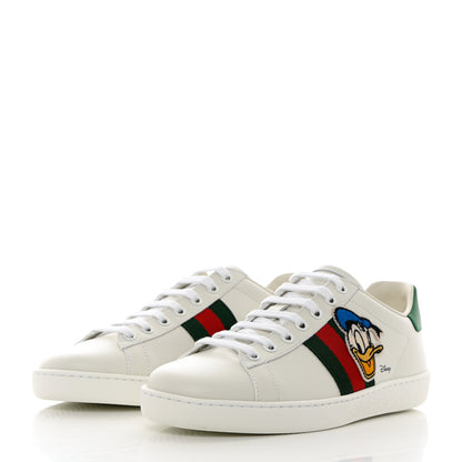 Gucci X DISNEY Calfskin Miro Soft Web Donald Duck Womens Ace Sneakers 37 White New Shamarock 3 of 9