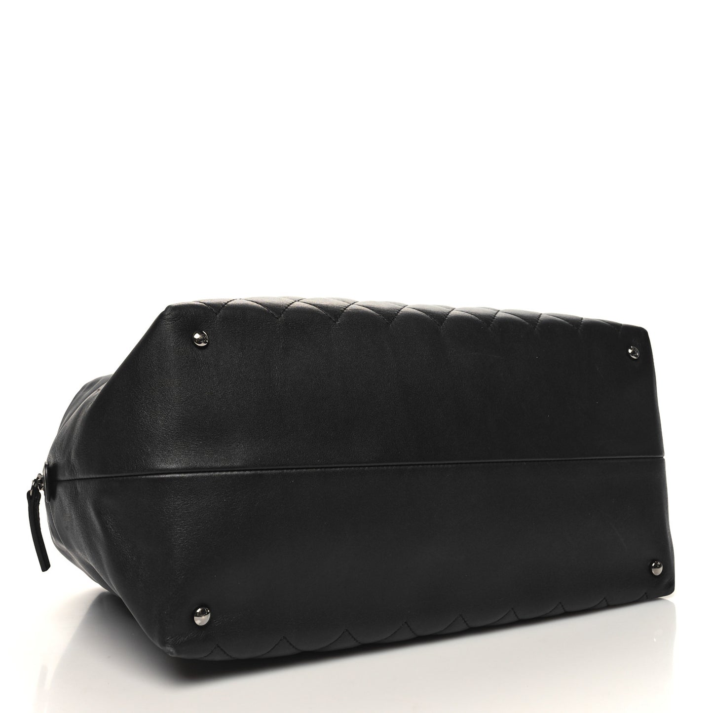 Calfskin Quilted Feather Weight Bowling Bag Black