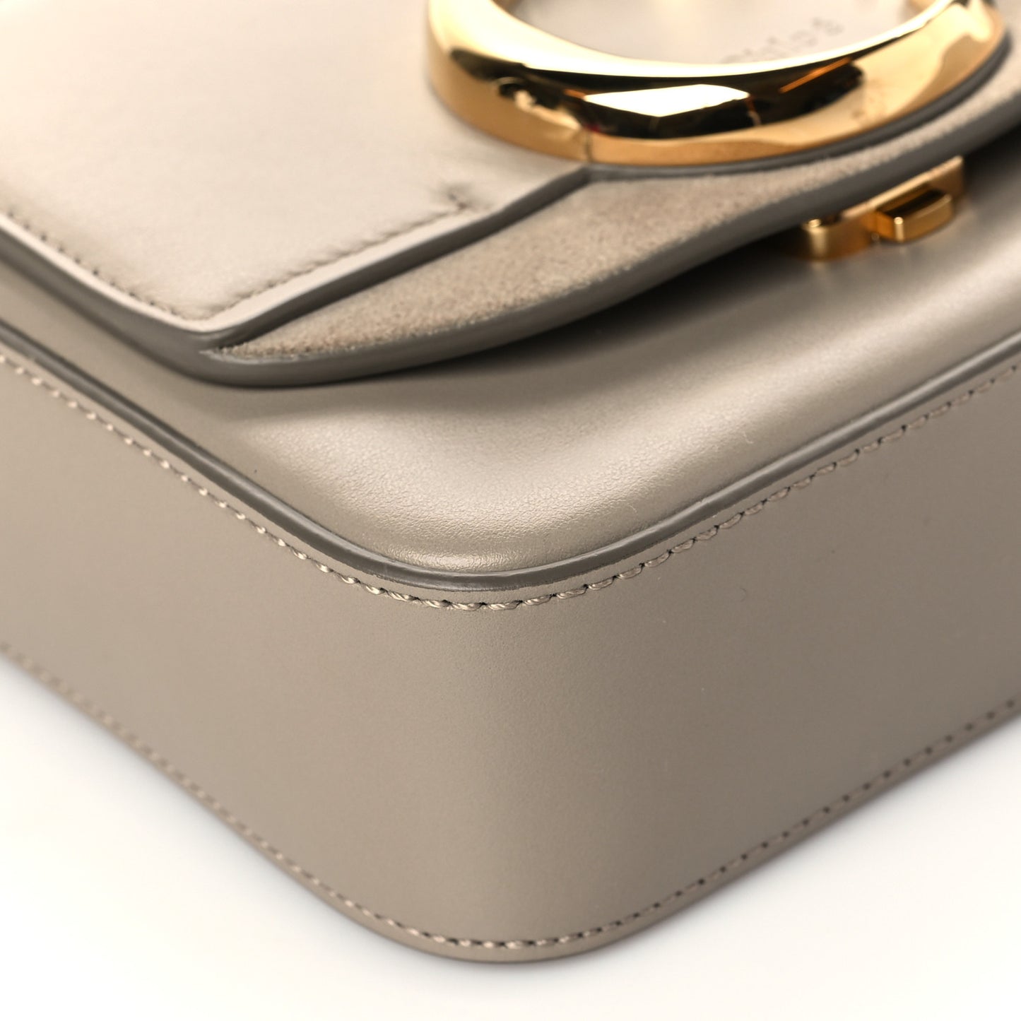 Shiny Calfskin Suede Mini C Double Carry Motty Grey