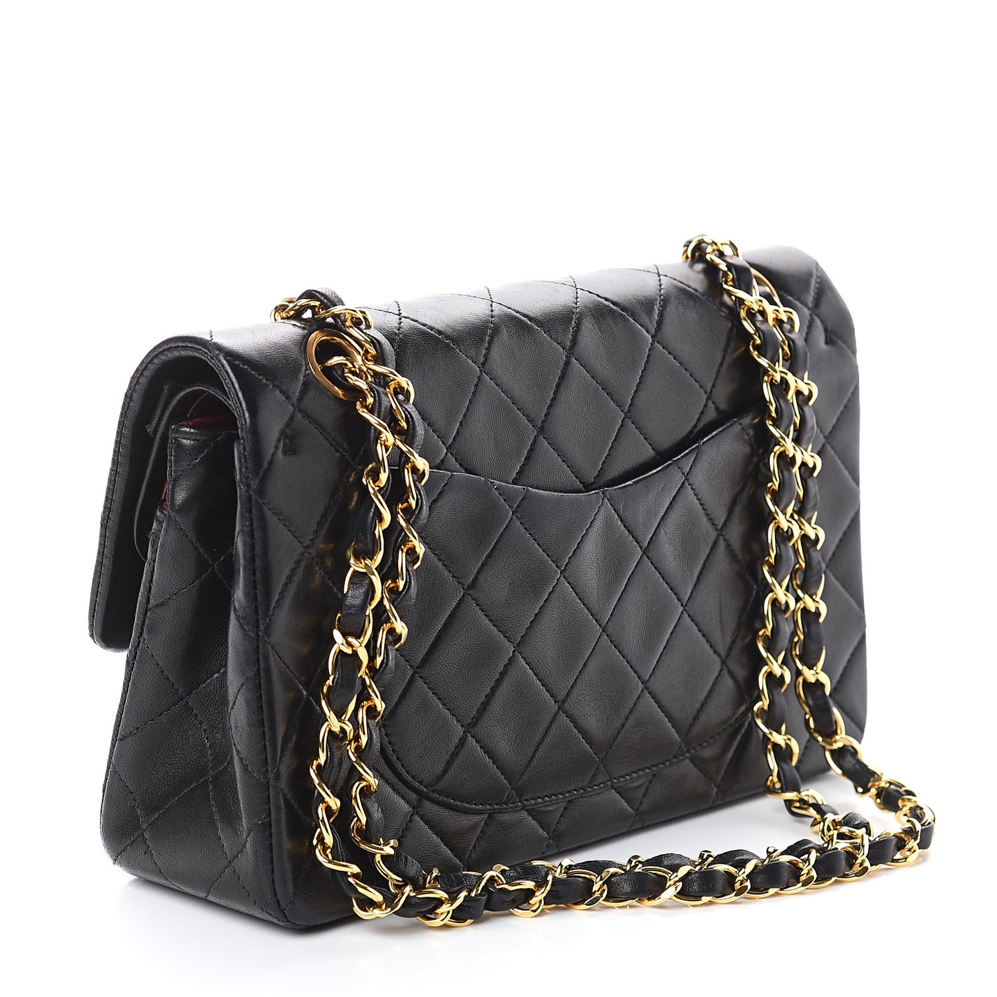 Lambskin Quilted Small Double Flap Black