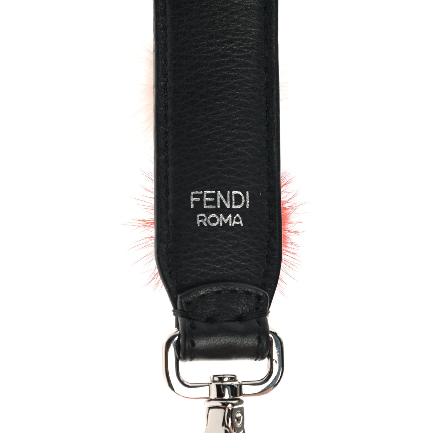 Mink Fur Pom Pom Mini Strap You Black Multicolor