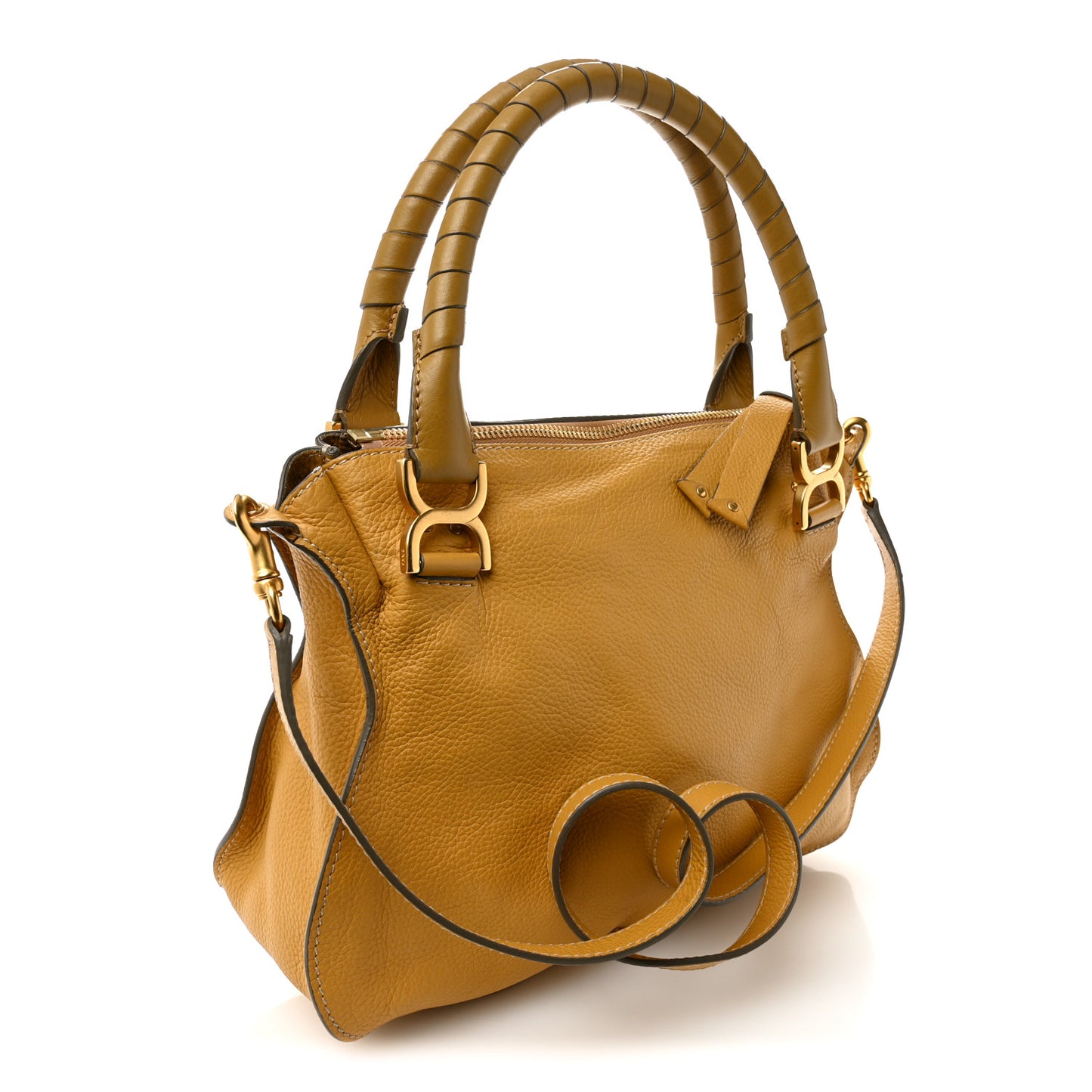 Calfskin Medium Marcie Satchel Curry Yellow
