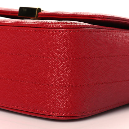Saint Laurent Grain De Poudre Matelasse Monogram Medium Vicky Chain Bag Red 9 of 9