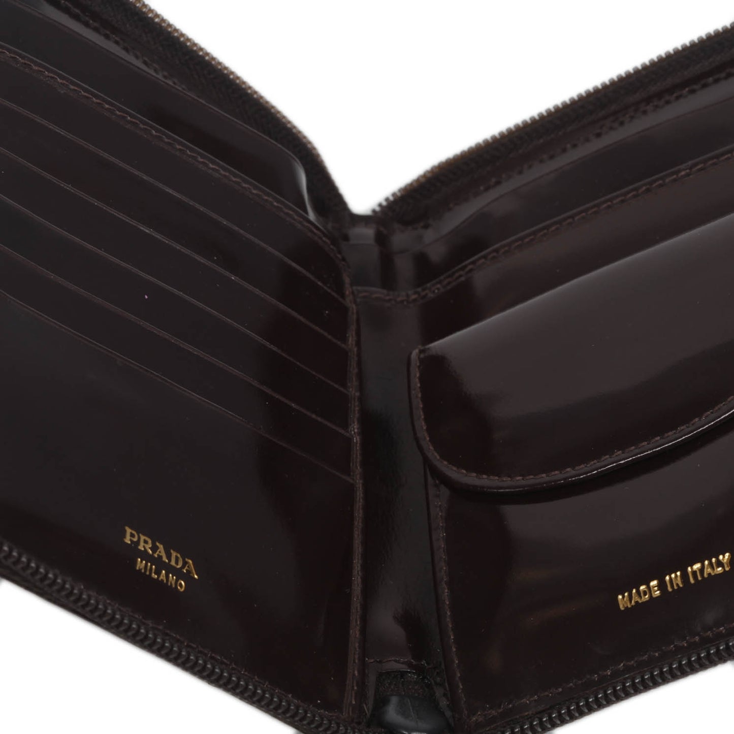 Spazzolato Compact Zip Wallet Dark Brown