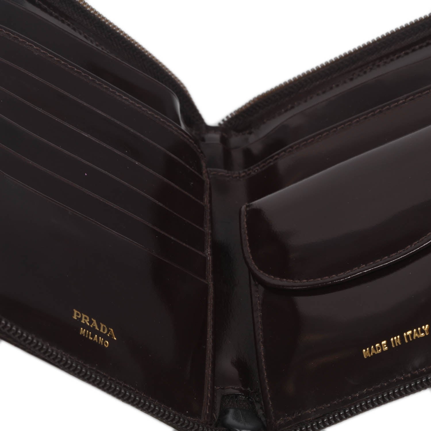 Prada Spazzolato Compact Zip Wallet Dark Brown 6 of 10