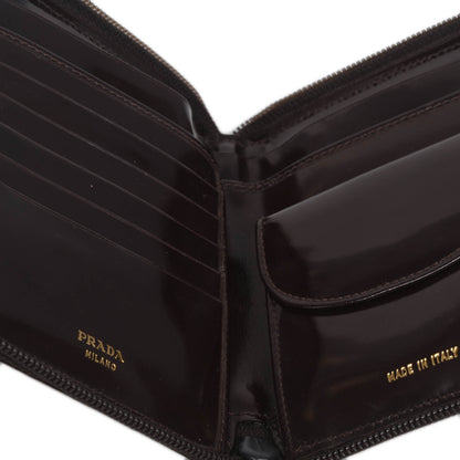 Prada Spazzolato Compact Zip Wallet Dark Brown 6 of 10