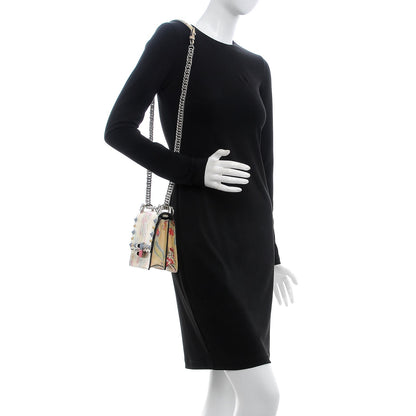Fendi Vitello Marie Antoinette Print Scalloped Mix Studded Small Kan I Shoulder Bag Panna Multicolor 2 of 9