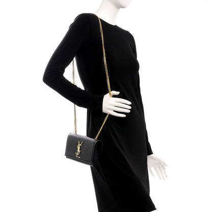 Saint Laurent Grain De Poudre Small Monogram Kate Satchel Black 2 of 7