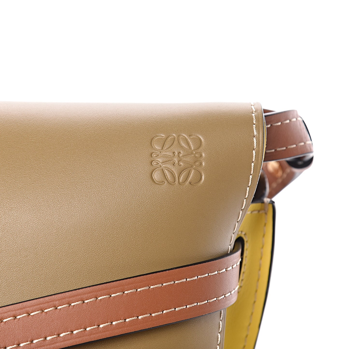 Calfskin Small Gate Crossbody Bag Mocca Yellow Pecan