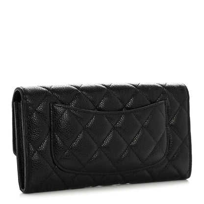 Chanel Caviar Quilted Large Gusset Flap Wallet Black 3 of 12